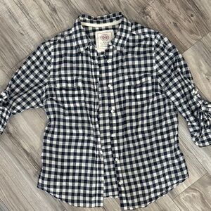 SO Navy and White Checkered Collared Shirt